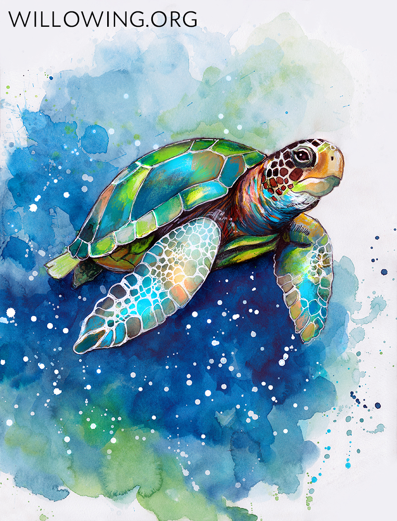 Sacred Sea Turtle - Original Painting - Willowing Arts