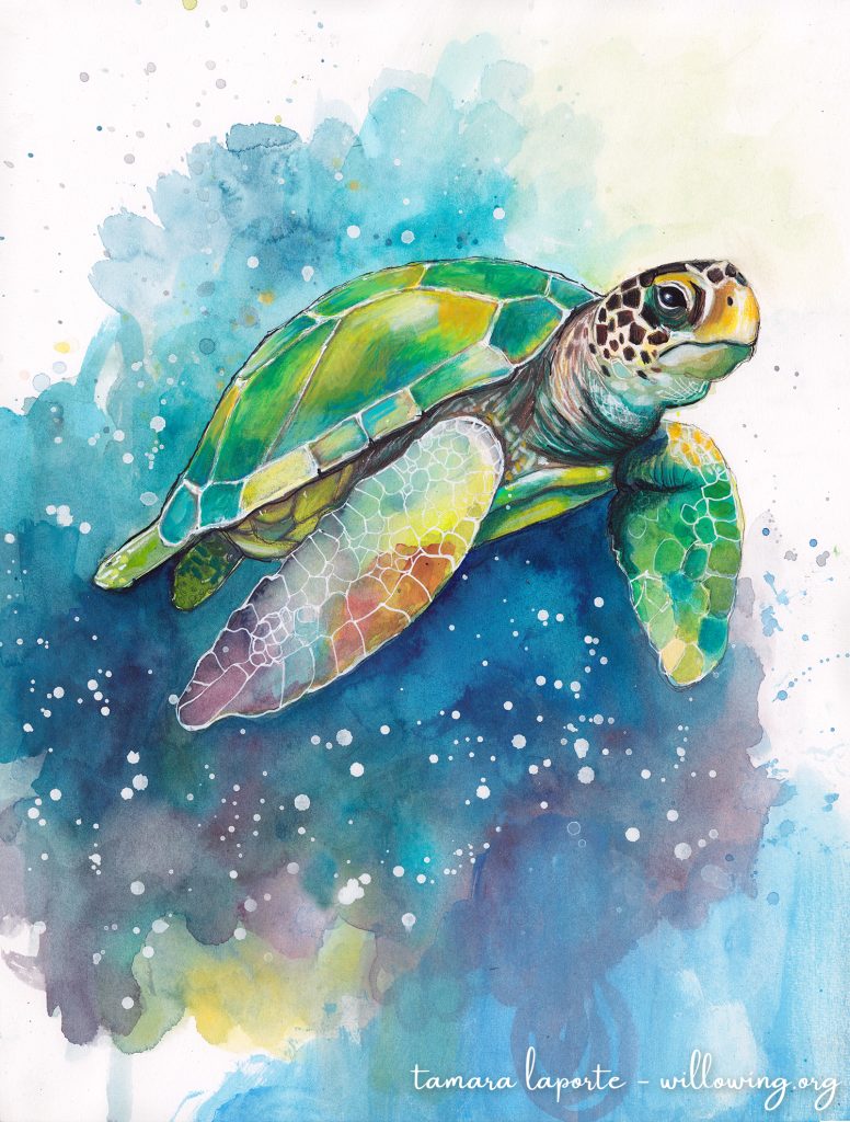 Sea Turtle Galaxy - Original Painting - Willowing Arts